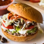 Torta (Mexican sandwich) on a plate ready to eat.