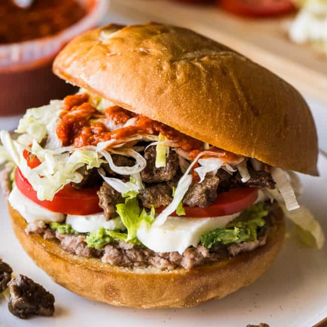 Torta (Mexican sandwich) on a plate ready to eat.