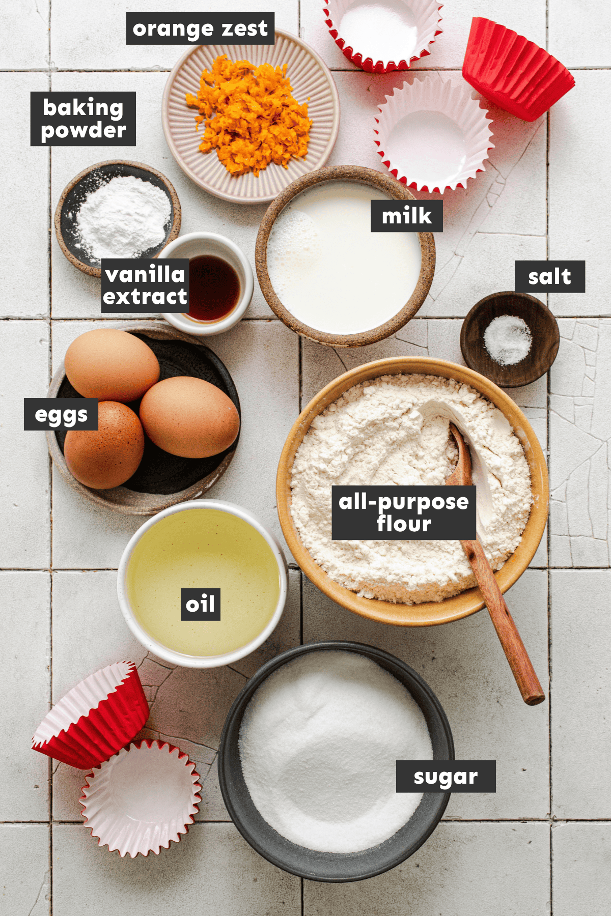 Ingredients in mantecadas on a table.