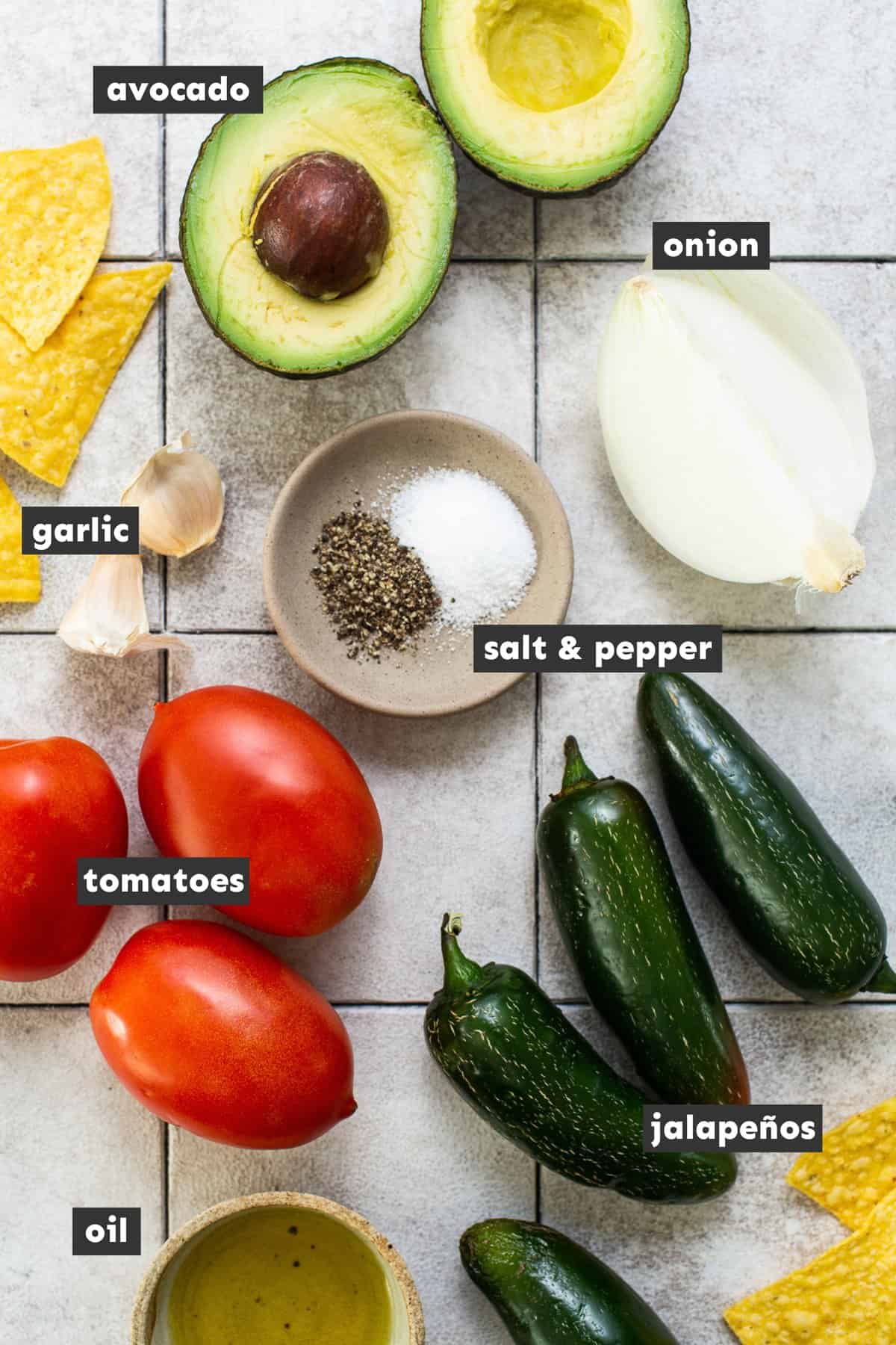 Ingredients for salsa mexicana on a table.