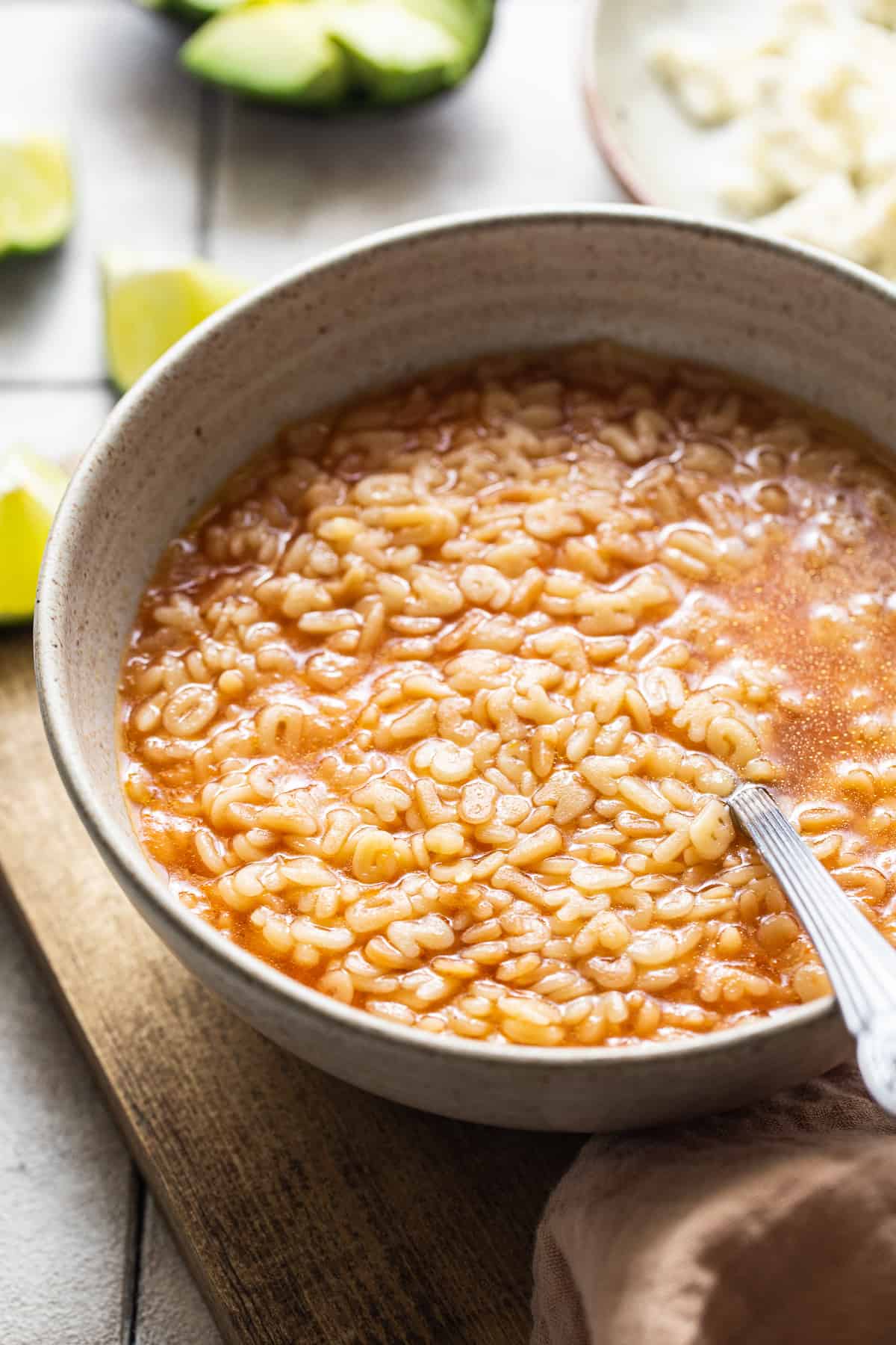 Sopa de letras in a bowl.