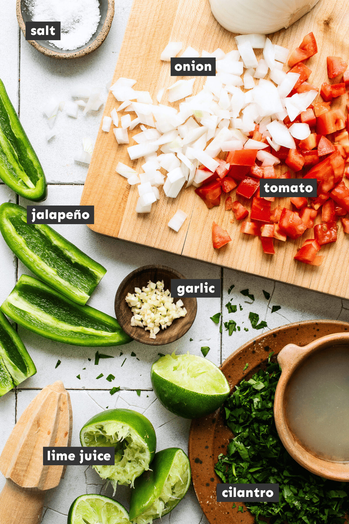 Pico de gallo ingredients measured out