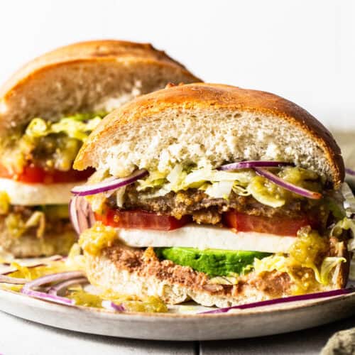 Torta de Milanesa on a plate.