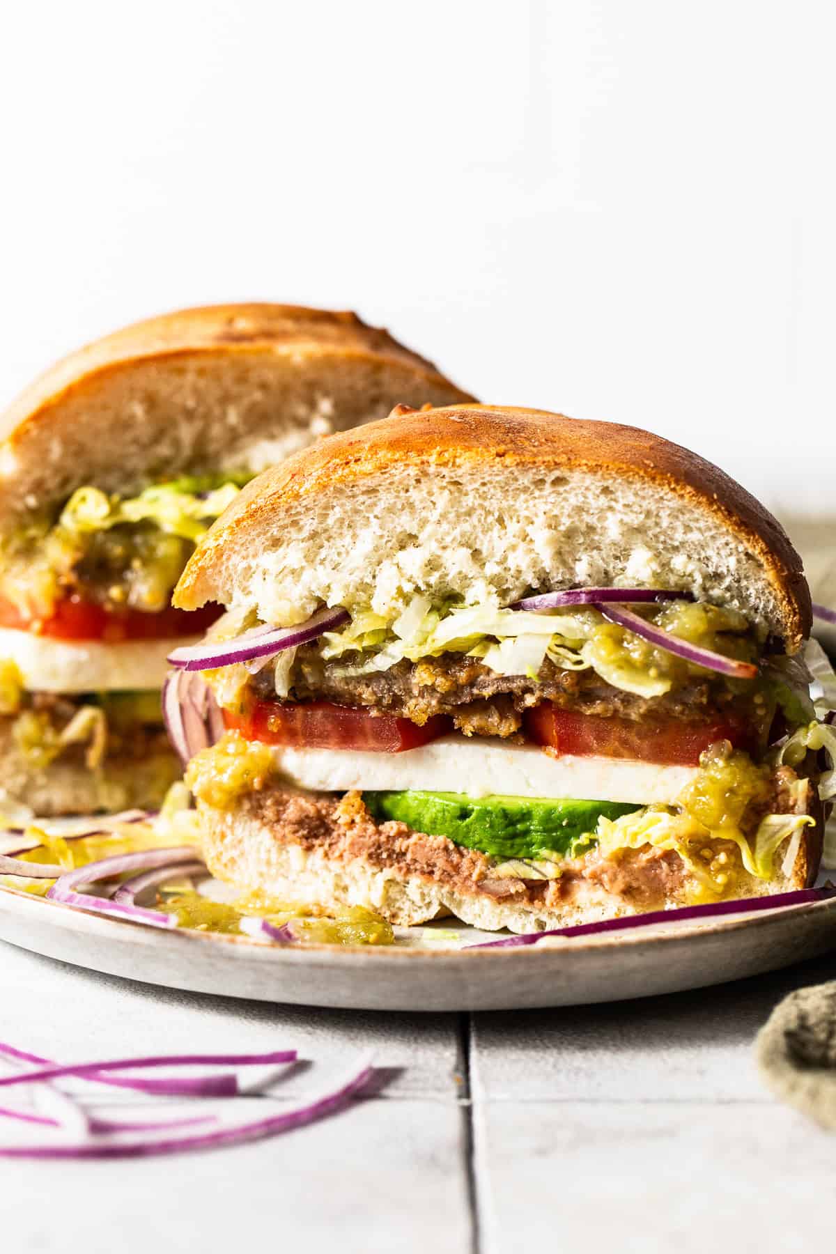 Torta de Milanesa on a plate.