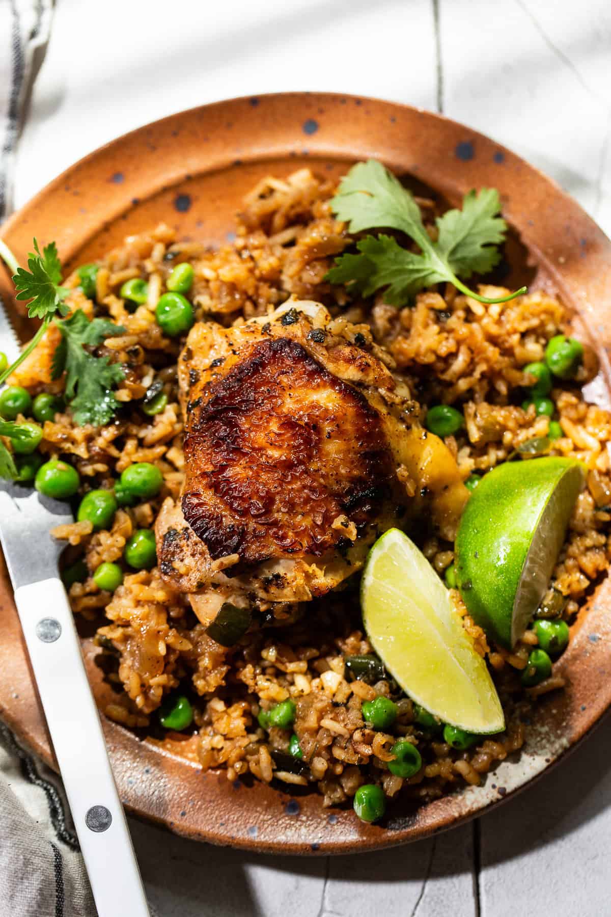 Arroz con pollo served on a plate.