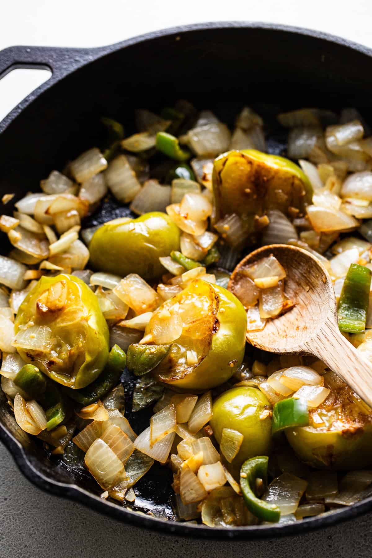 Sautéed ingredients in a skillet