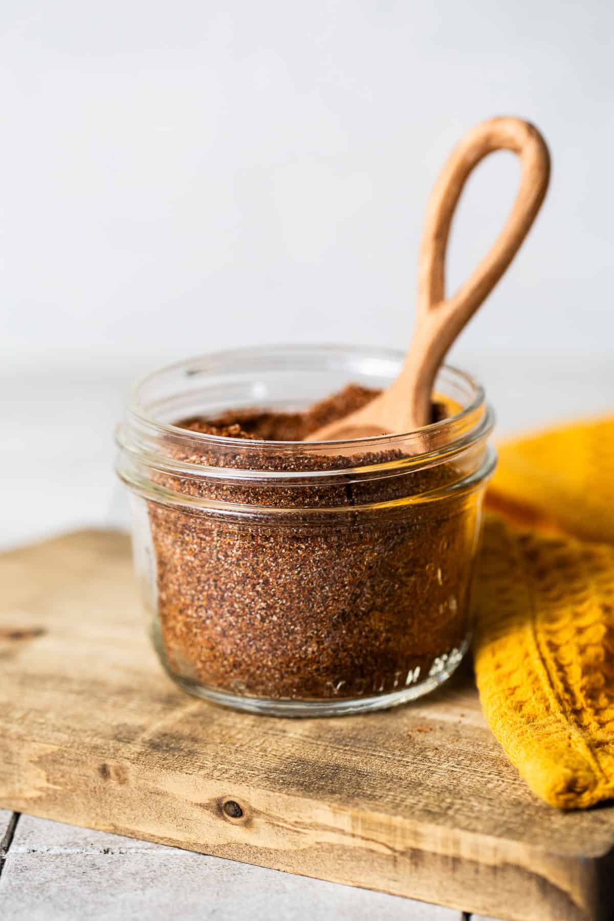 Homemade taco seasoning stored in a mason jar.