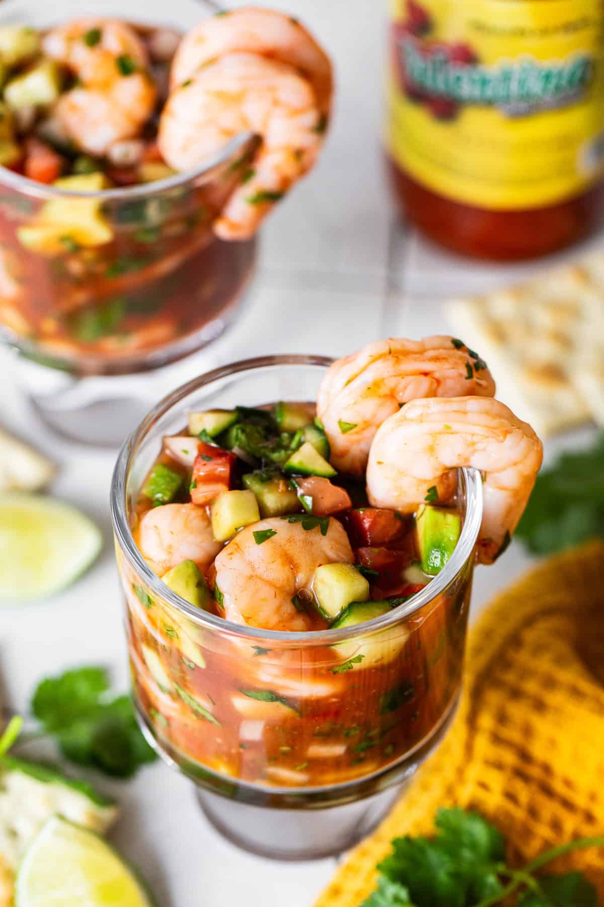 Coctel de camaron served in a glass ready to enjoy