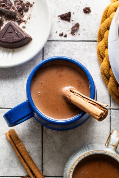 Champurrado recipe in a mug ready to drink.