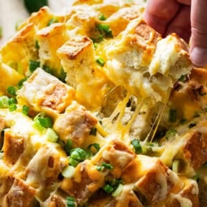Jalapeno popper pull apart bread cut and ready to eat.
