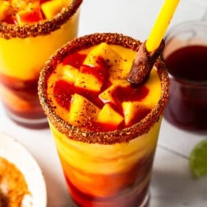 Mangonada served in a tall glass ready to enjoy.