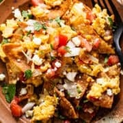 Freshly made migas served and ready to eat.