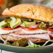 Torta de jamon on a plate.