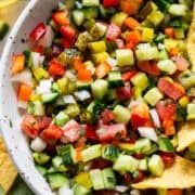 Pickle de gallo in a bowl.