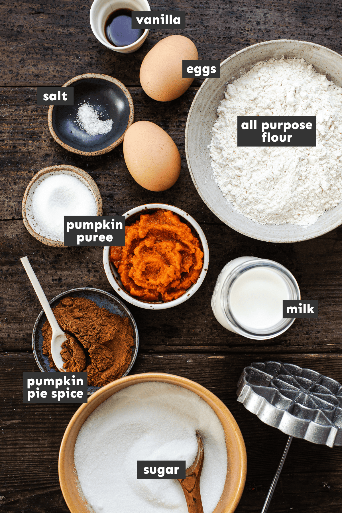 Ingredients in pumpkin buñuelos de viento