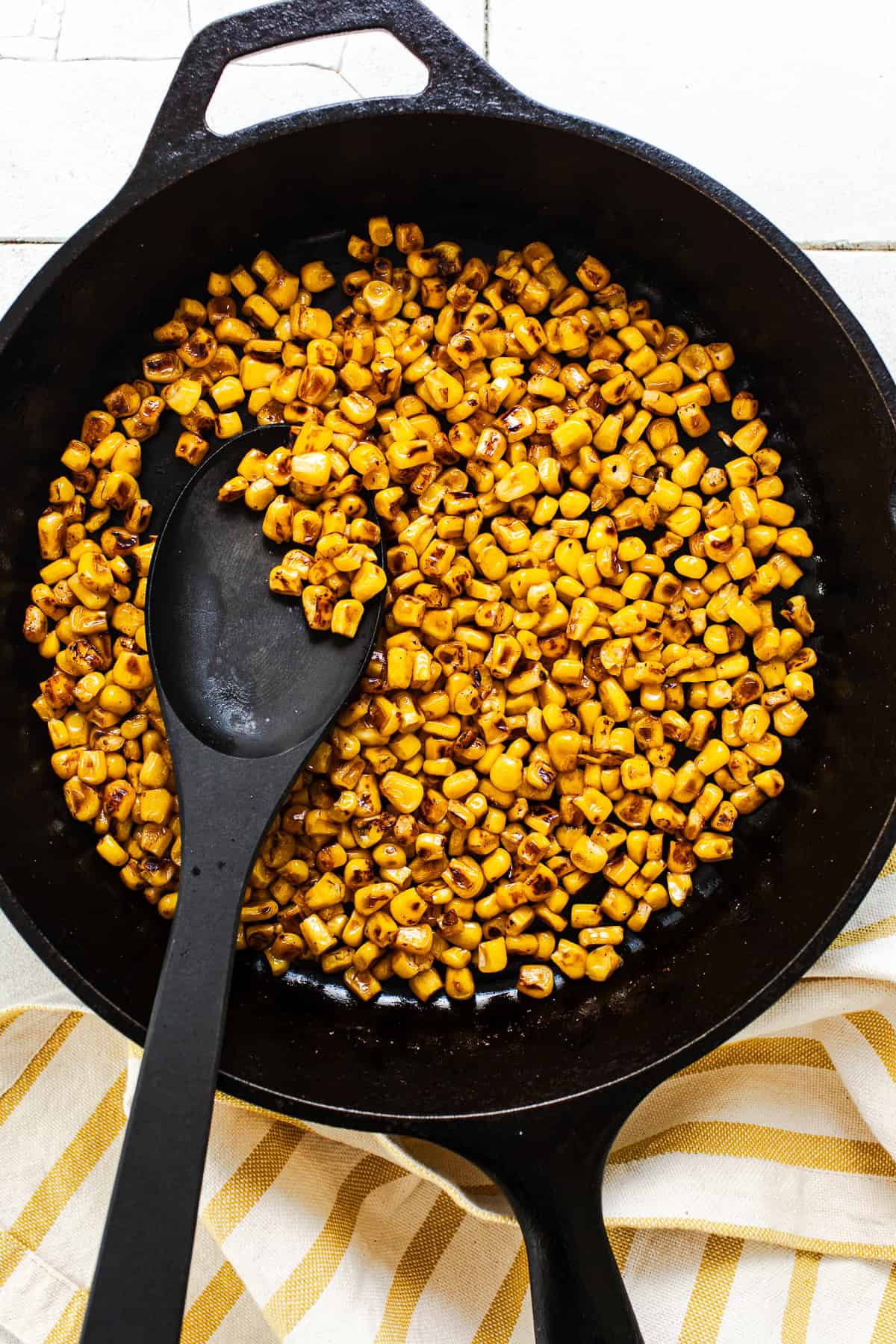 Charred skillet corn for healthy taco bowls
