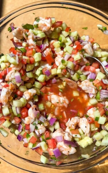 Mexican ceviche in a bowl ready to serve.