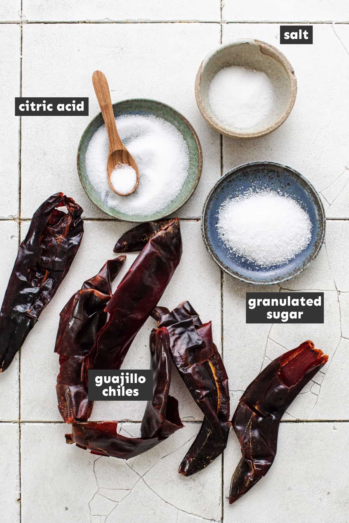 Ingredients for chili lime seasoning on a table ready to be used.