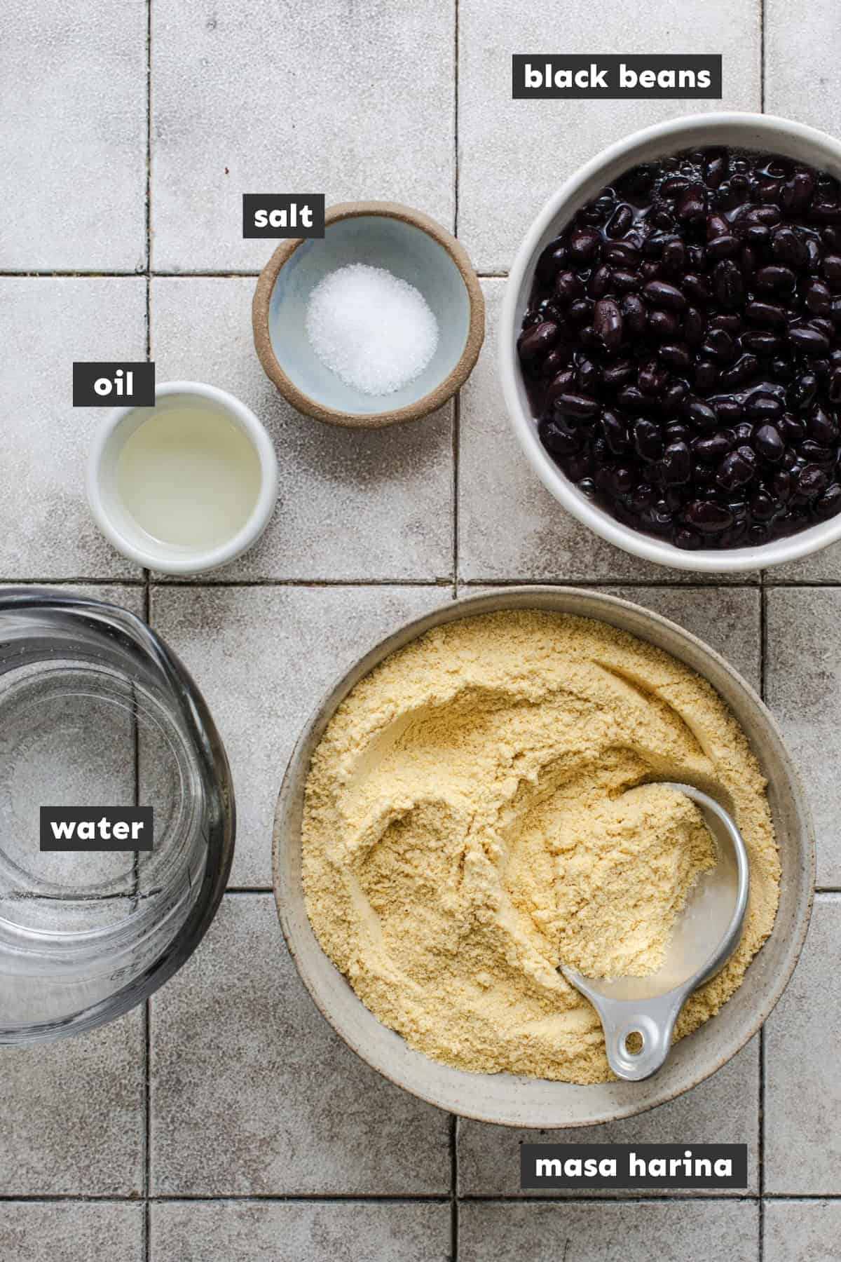 Ingredients for tlacoyos on a table.