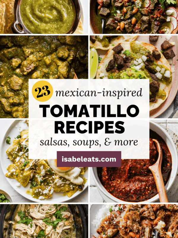 23 easy tomatillo recipes, from homemade salsa verde and guacamole salsa to pozole verde, pork chile verde, chilaquiles verdes, enchiladas, and tamales. Plus tips on what to do with tomatillos and how to cook them.